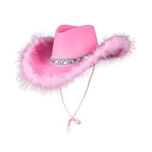 LIXSAZSE Ikonischer Cowboyhut im amerikanischen Stil für Modeaccessoires und Unisex Stoff Disco Cowboyhut, Cowgirl Hut, Country Hut, Rosa LIXSAZSE Ikonischer Cowboyhut im amerikanischen Stil für Modeaccessoires und Unisex Stoff Disco Cowboyhut, Cowgirl Hut, Country Hut, Rosa von LIXSAZSE