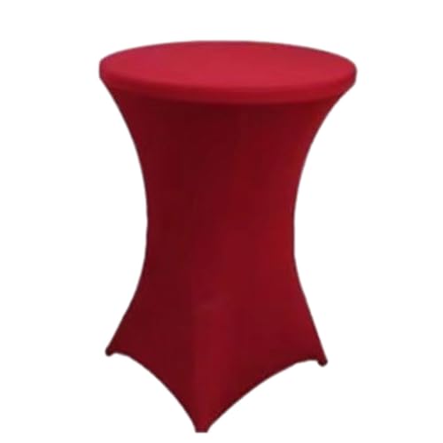 LIXSAZSE Pflegeleichte elastische Cocktail Tischgarnitur mit hohem Fuß, Barabdeckung, schmutzabweisend, vielseitig einsetzbar, Hotel Hochzeitsparty Tischabdeckung, Rot von LIXSAZSE