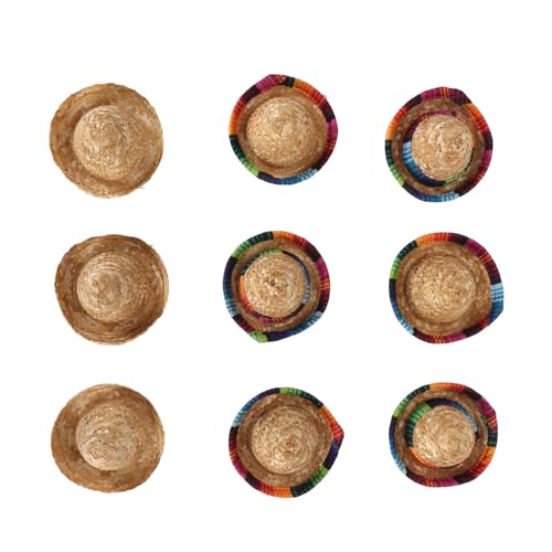 9pcs mini mexikanischer Hut 3 verschiedene Typ kleine Strohflaschenabdeckung Hut Geburtstag Fiesta Party von LIYJTK