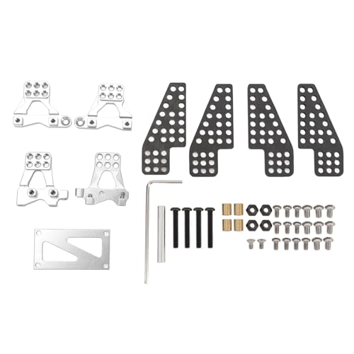 LIYJTK 5pcs RC Damper Mount Stand Aluminum Alloy Carbon Fiber Shock Damper Bracket 1/18 RC Crawler Upgrade Kit (Silver) von LIYJTK