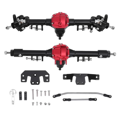 LIYJTK Aluminum Alloy Front Rear Axle Assembly Upgrade Part SCX10 II 90046 90047 Black Red Crawler Car von LIYJTK