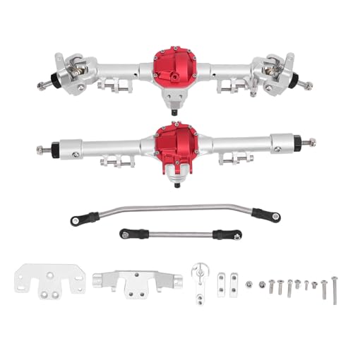 LIYJTK RC -Achsenbaugruppe Set Aluminiumlegierung vordere Hinterachse SCX10 II 90046 90047 Upgrade Teile Silber Rot RC Crawler Kletterkrafteffizienz von LIYJTK