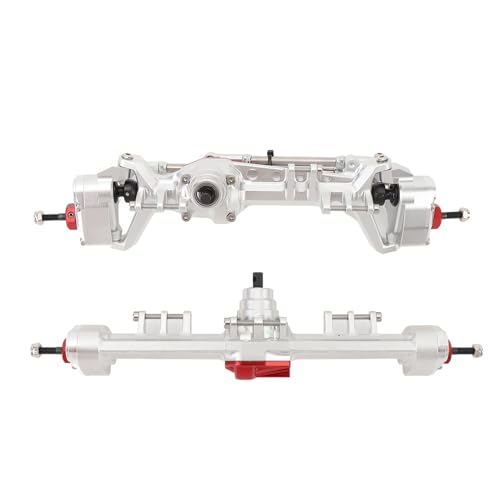 LIYJTK RC Front- und Hinterachse Set SCX10 III Aluminiumlegierung Gleichgewichtsgeschwindigkeit DREI Abschnitt RC Vordere Hinterachse Silber rot für Crawler -Autos von LIYJTK
