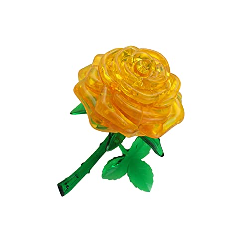 3D-Kristall-Puzzle-Rose, DIY-Spielzeug, Kinder, kreative Geschenke, lustige, niedliche Blumen, um Intelligenz zu entwickeln, 44 Stück (gelb) von LIYYSOU