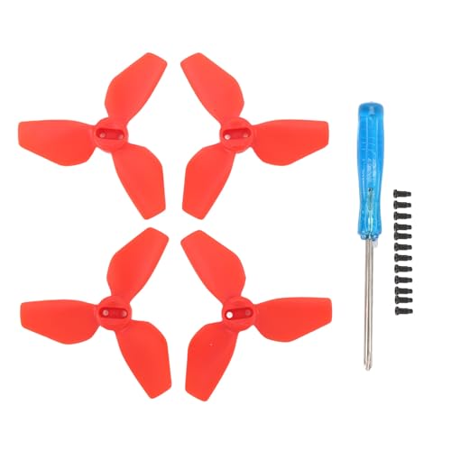 LIZEALUCKY 2Pair Propellers Ersatz Neo Accessoires PC Drohne Propeller Flügel Ersatzteile mit Schrauben für Drohnenflug (Red) von LIZEALUCKY