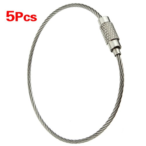 LIZZOT 5pcs Stahl Verriegelungsschraube Wire Kabel Keychain Schluesselanhaenger Aussen Zubehoer von LIZZOT