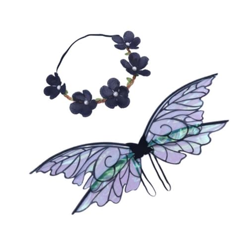 LIbgiubhy Bezaubernde Elfen, Schmetterlingsflügel und florales Stirnband-Set, Foto-Requisiten, Halloween, Cosplay, Kostümzubehör LIbgiubhy Bezaubernde Elfen, Schmetterlingsflügel und florales Stirnband-Set, Foto-Requisiten, Halloween, Cosplay, Kostümzubehör von LIbgiubhy