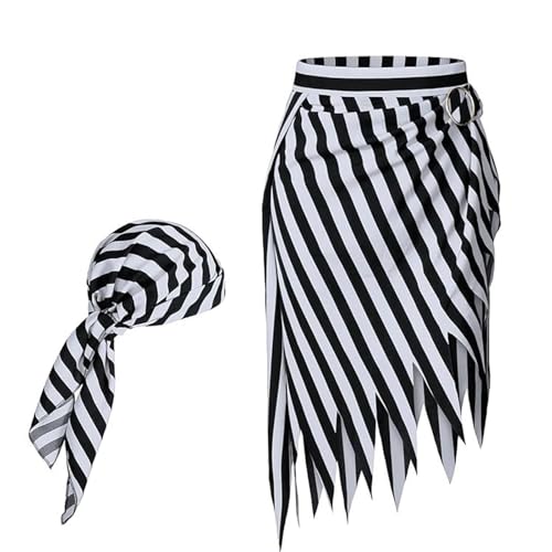 LIbgiubhy Captain Pirate Outfits Bandana Kopftuch Rock für Halloween Cosplay Erwachsene Kostüm Zubehör Set Halloween Cosplay Kostüme von LIbgiubhy