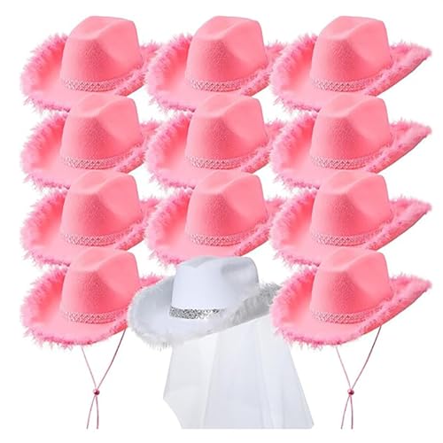 LIbgiubhy Cosplay Panama Hat Set Von 12 Pelzigen Rand Sun Tanzparty Cowgirls Junggesellen von LIbgiubhy
