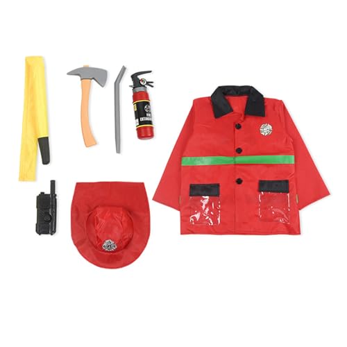 LIbgiubhy Halloween-Kostüm-Set, Feuerwehrmann, Polizist, Arzt, Krankenschwester, Cosply Kostüm, Rollenspiel, für Kinder von 3–8 Jahren von LIbgiubhy