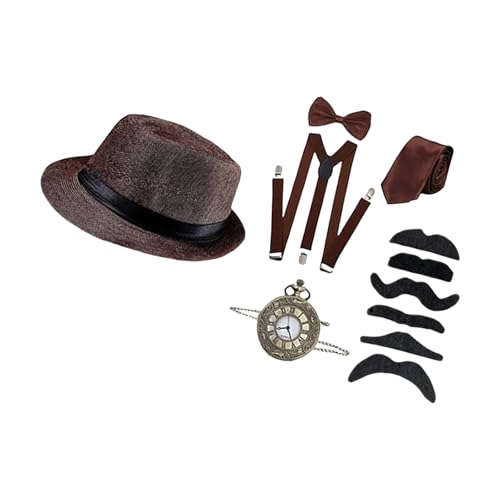 LIbgiubhy Halloween-Kostüm-Zubehör-Set für Herren, 1920er-Jahre, tolle Mafia-Kleidung, brüllende 20er-Jahre-Taschenuhr, Mafia-Mobster-Hut, Fliege LIbgiubhy Halloween-Kostüm-Zubehör-Set für Herren, 1920er-Jahre, tolle Mafia-Kleidung, brüllende 20er-Jahre-Taschenuhr, Mafia-Mobster-Hut, Fliege von LIbgiubhy