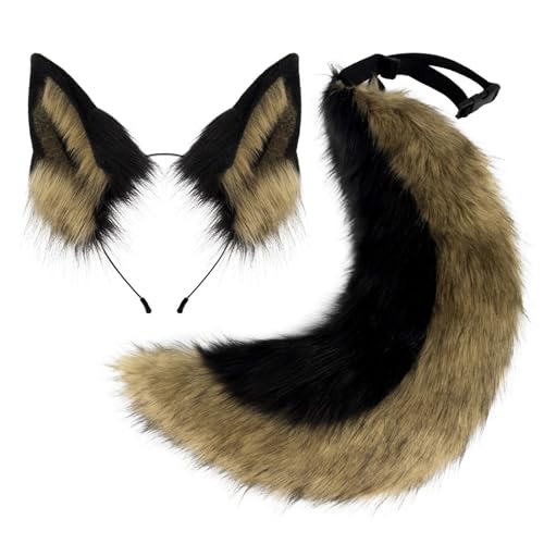 LIbgiubhy Halloween Wolf Dog Kostümzubehör Ohren Stirnband Schwanz Tierkleid Kostüm Für Mädchen Cosplay von LIbgiubhy