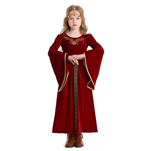 LIbgiubhy Kinder Mittelalterliches Kleid Mit Trompeten Ärmel Kinder Mittelalterlich Kleid Outfits Für Halloween Maskerade Themed Party von LIbgiubhy