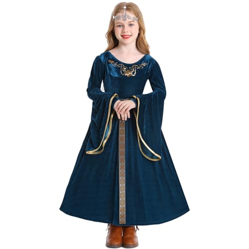 LIbgiubhy Kinder Mittelalterliches Kleid Mit Trompeten Ärmel Kinder Mittelalterlich Kleid Outfits Für Halloween Maskerade Themed Party von LIbgiubhy