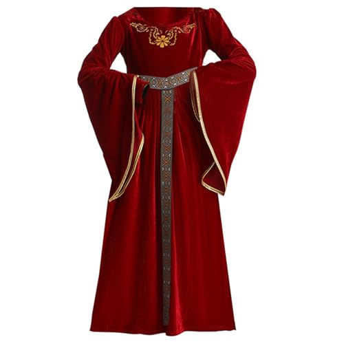 LIbgiubhy Kinder Mittelalterliches Kleid Mit Trompeten Ärmel Kinder Mittelalterlich Kleid Outfits Für Halloween Maskerade Themed Party von LIbgiubhy