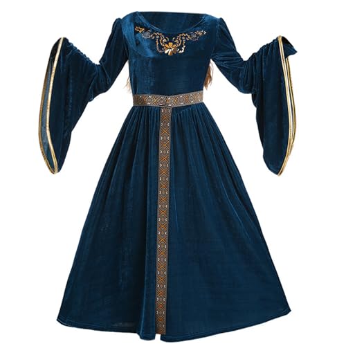 LIbgiubhy Kinder Mittelalterliches Kleid Mit Trompeten Ärmel Kinder Mittelalterlich Kleid Outfits Für Halloween Maskerade Themed Party von LIbgiubhy