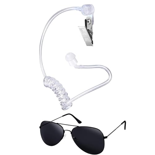 LIbgiubhy Secret Agent Kostümzubehör Mit Ohrhörern Brille Und Badge Halloween Cosplay Kostüme Für Erwachsenen Kid Cosplay von LIbgiubhy