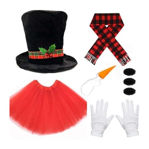 LIbgiubhy Winterkostüm Schneemann, Frost, Weihnachten, Spielzubehör, Karotte, Nasenschal, Handschuhe, Pompons, Bälle, Tutus Rock von LIbgiubhy