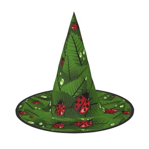 Halloween-Hexenhut mit Blättern und Marienkäfern, für Halloween-Party, Karneval, ein Muss für Kostüm-Accessoires von LJABCVNN
