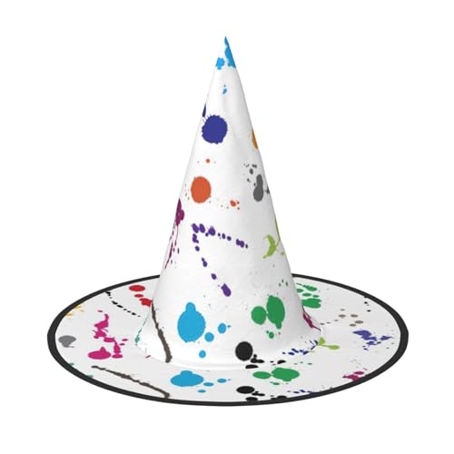 LJABCVNN Abstrakter Farbspritzer-Druck, Halloween-Hexenhut für Halloween-Party, Karneval, ein Muss für Kostüm-Accessoires LJABCVNN Abstrakter Farbspritzer-Druck, Halloween-Hexenhut für Halloween-Party, Karneval, ein Muss für Kostüm-Accessoires von LJABCVNN