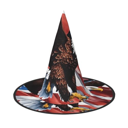 LJABCVNN Adler mit USA-Flagge, Halloween-Hexenhut für Halloween-Party, Karneval, ein Muss für Kostüm-Accessoires von LJABCVNN