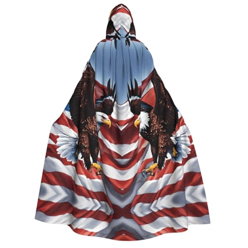 LJABCVNN Adler mit USA-Flagge, bedruckt, Halloween-Kapuzenumhang, bequem für Cosplay/Partys/Spukhäuser LJABCVNN Adler mit USA-Flagge, bedruckt, Halloween-Kapuzenumhang, bequem für Cosplay/Partys/Spukhäuser von LJABCVNN