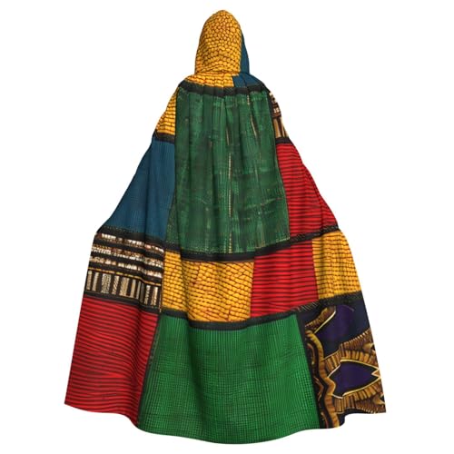 LJABCVNN Afrikanischer Stil, Patchwork-Druck, Unisex, Erwachsene, Halloween, Kapuzenumhang für Cosplay, Partys, Bühne, Kostümbälle von LJABCVNN