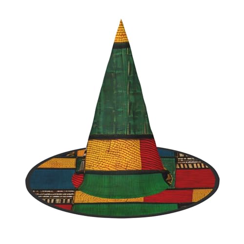 LJABCVNN Afrikanischer Stil Patchwork Druck Halloween Hexenhut für Halloween Party Karneval ein Muss Kostüm Zubehör von LJABCVNN
