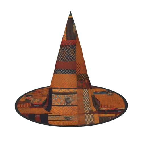 LJABCVNN Afrikanischer Textil-Patchwork-Druck, Halloween-Hexenhut für Halloween-Party, Karneval, ein Muss für Kostüm-Accessoires von LJABCVNN