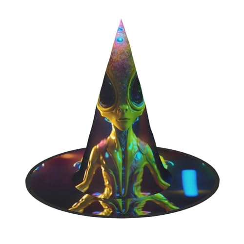 LJABCVNN Alien Planet Print Halloween Hexenhut für Halloween Party Karneval ein Muss Kostüm Zubehör von LJABCVNN