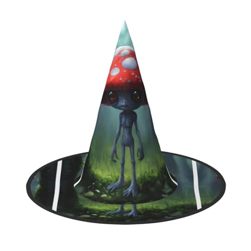 LJABCVNN Astronauten- und Alien-Druck, Halloween-Hexenhut, für Halloween-Party, Karneval, ein Muss für Kostüm-Accessoires von LJABCVNN