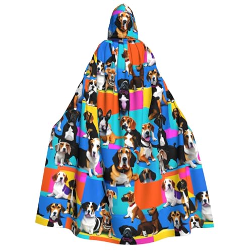 LJABCVNN Beagle-Muster-Druck, Erwachsenen-Halloween-Kapuzenumhang, bequem für Cosplay/Partys/Spukhäuser von LJABCVNN