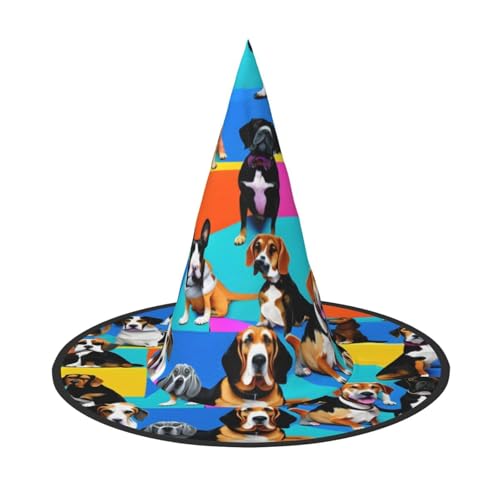 LJABCVNN Beagle-Muster Druck Halloween Hexenhut für Halloween Party Karneval ein Muss Kostüm Zubehör von LJABCVNN