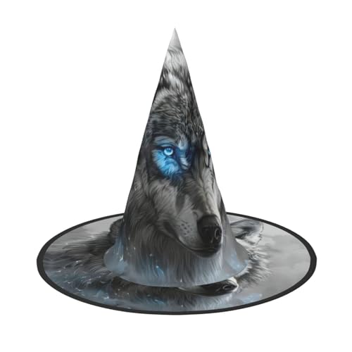 LJABCVNN Blaue Augen Wolf Druck Halloween Hexenhut für Halloween Party Karneval ein Muss Kostüm Zubehör LJABCVNN Blaue Augen Wolf Druck Halloween Hexenhut für Halloween Party Karneval ein Muss Kostüm Zubehör von LJABCVNN