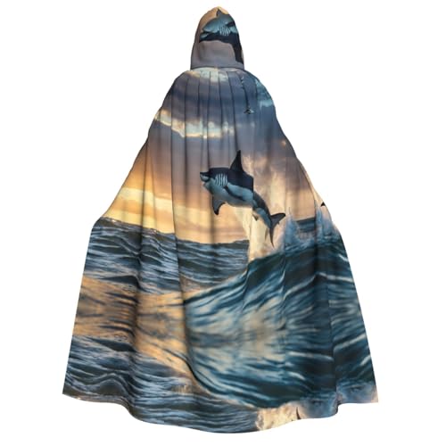 LJABCVNN Blauer Hai-Druck, Erwachsenen-Halloween-Kapuzenumhang, bequem für Cosplay/Partys/Spukhäuser LJABCVNN Blauer Hai-Druck, Erwachsenen-Halloween-Kapuzenumhang, bequem für Cosplay/Partys/Spukhäuser von LJABCVNN