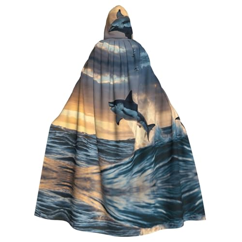 LJABCVNN Blauer Hai-Druck, Unisex, Erwachsene, Halloween, Kapuzenumhang für Cosplay, Partys, Bühne, Kostümbälle LJABCVNN Blauer Hai-Druck, Unisex, Erwachsene, Halloween, Kapuzenumhang für Cosplay, Partys, Bühne, Kostümbälle von LJABCVNN