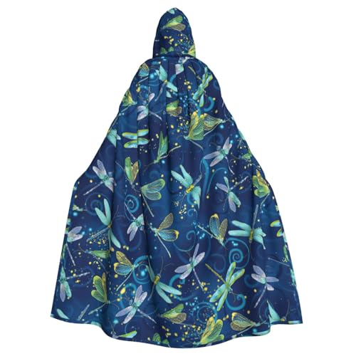 LJABCVNN Blauer Libellen-Druck, Unisex, Erwachsene, Halloween, Kapuzenumhang für Cosplay/Partys/Bühne/Kostümbälle von LJABCVNN