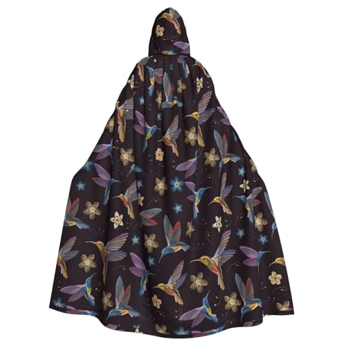 LJABCVNN Blumen-Kolibri-Stickerei-Druck, Unisex, Erwachsene, Halloween, Kapuzenumhang für Cosplay/Party/Bühne/Kostümbälle von LJABCVNN