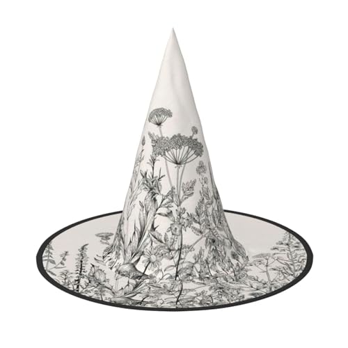 LJABCVNN Blumenkräuter Botanische Gravur Druck Halloween Hexenhut für Halloween Party Karneval Ein Muss Kostüm Zubehör LJABCVNN Blumenkräuter Botanische Gravur Druck Halloween Hexenhut für Halloween Party Karneval Ein Muss Kostüm Zubehör von LJABCVNN