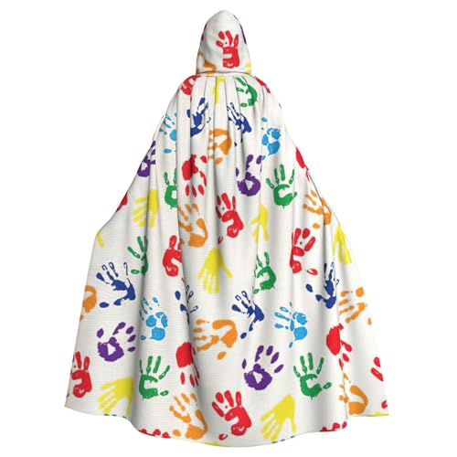 LJABCVNN Bunter Handformen, Regenbogen-Druck, Unisex, Erwachsene, Halloween, Kapuzenumhang für Cosplay, Partys, Bühne, Kostümbälle LJABCVNN Bunter Handformen, Regenbogen-Druck, Unisex, Erwachsene, Halloween, Kapuzenumhang für Cosplay, Partys, Bühne, Kostümbälle von LJABCVNN