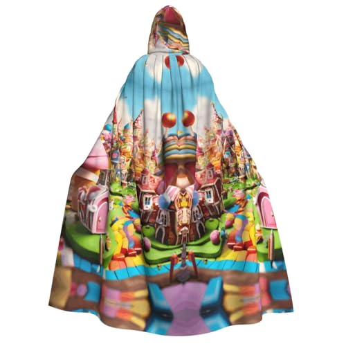 LJABCVNN Candy Land Print Erwachsene Halloween Kapuzenumhang Bequem für Cosplay/Partys/Spukhäuser von LJABCVNN
