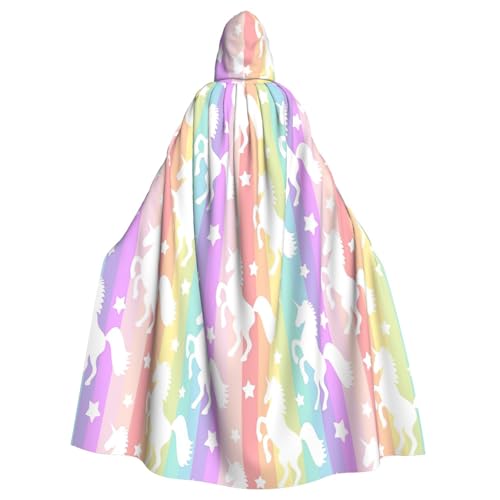 LJABCVNN Einhorn-Umhang mit bunten Streifen, Unisex, Erwachsene, Halloween, Kapuzenumhang für Cosplay, Partys, Bühne, Kostümbälle LJABCVNN Einhorn-Umhang mit bunten Streifen, Unisex, Erwachsene, Halloween, Kapuzenumhang für Cosplay, Partys, Bühne, Kostümbälle von LJABCVNN
