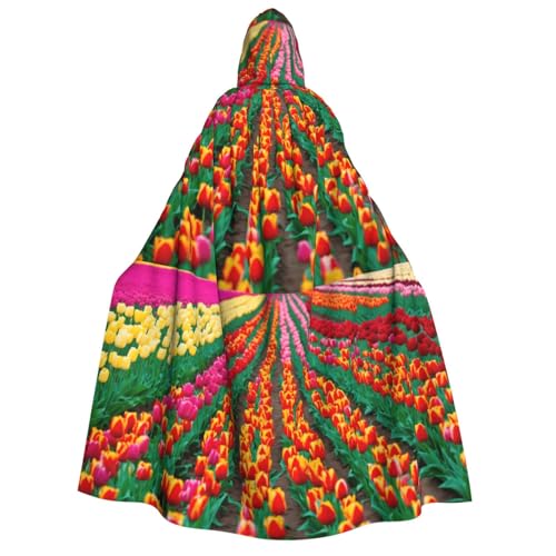LJABCVNN Farbenfroher Tulpenaufdruck, Halloween-Kapuzenumhang für Erwachsene, bequem für Cosplay/Partys/Spukhäuser LJABCVNN Farbenfroher Tulpenaufdruck, Halloween-Kapuzenumhang für Erwachsene, bequem für Cosplay/Partys/Spukhäuser von LJABCVNN