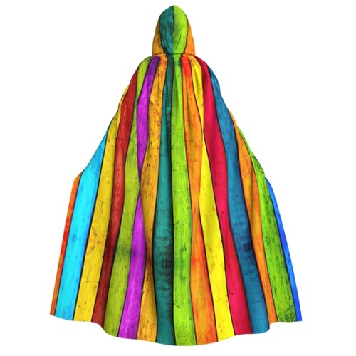 LJABCVNN Farbiger Holztafel-Druck für Erwachsene, Halloween-Kapuzenumhang, bequem für Cosplay/Partys/Spukhäuser von LJABCVNN