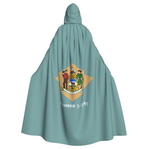 LJABCVNN Flagge von Delaware Druck, Unisex, Erwachsene, Halloween, Kapuzenumhang für Cosplay/Partys/Bühne/Kostümbälle von LJABCVNN