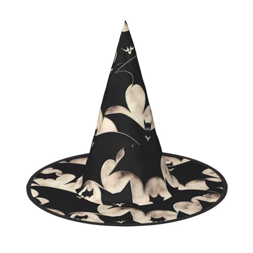 LJABCVNN Fledermausdruck Druck Halloween Hexenhut für Halloween Party Karneval ein Muss Kostüm Zubehör LJABCVNN Fledermausdruck Druck Halloween Hexenhut für Halloween Party Karneval ein Muss Kostüm Zubehör von LJABCVNN