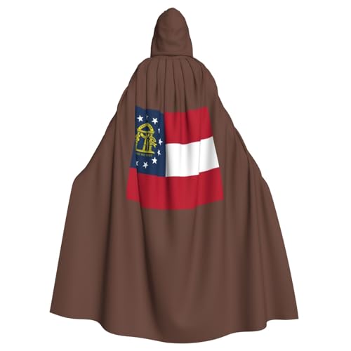 LJABCVNN Georgia-Flaggen-Druck, Unisex, Erwachsene, Halloween-Kapuzenumhang für Cosplay/Partys/Bühne/Kostümbälle von LJABCVNN