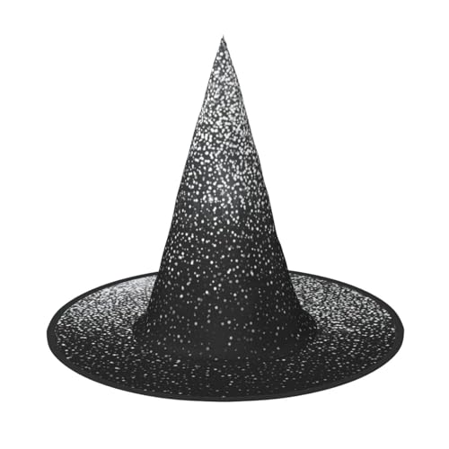LJABCVNN Glänzender silberner Glitzer-Druck, Halloween-Hexenhut für Halloween-Party, Karneval, ein Muss für Kostümzubehör von LJABCVNN