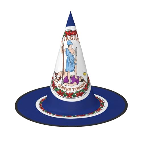 LJABCVNN Halloween-Hexenhut mit Flagge von Virginia, für Halloween-Party, Karneval, ein Muss für Kostümzubehör von LJABCVNN