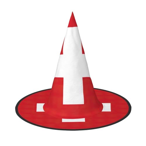 LJABCVNN Halloween-Hexenhut mit Schweizer Flagge, für Halloween-Party, Karneval, ein Muss für Kostümzubehör von LJABCVNN